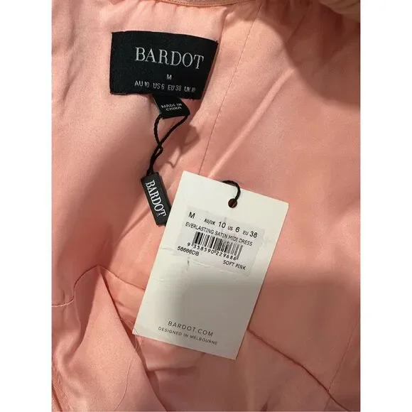 NWT Bardot Everlasting Satin Midi Dress in Soft Pink Size S $148 - Picture 6 of 6
